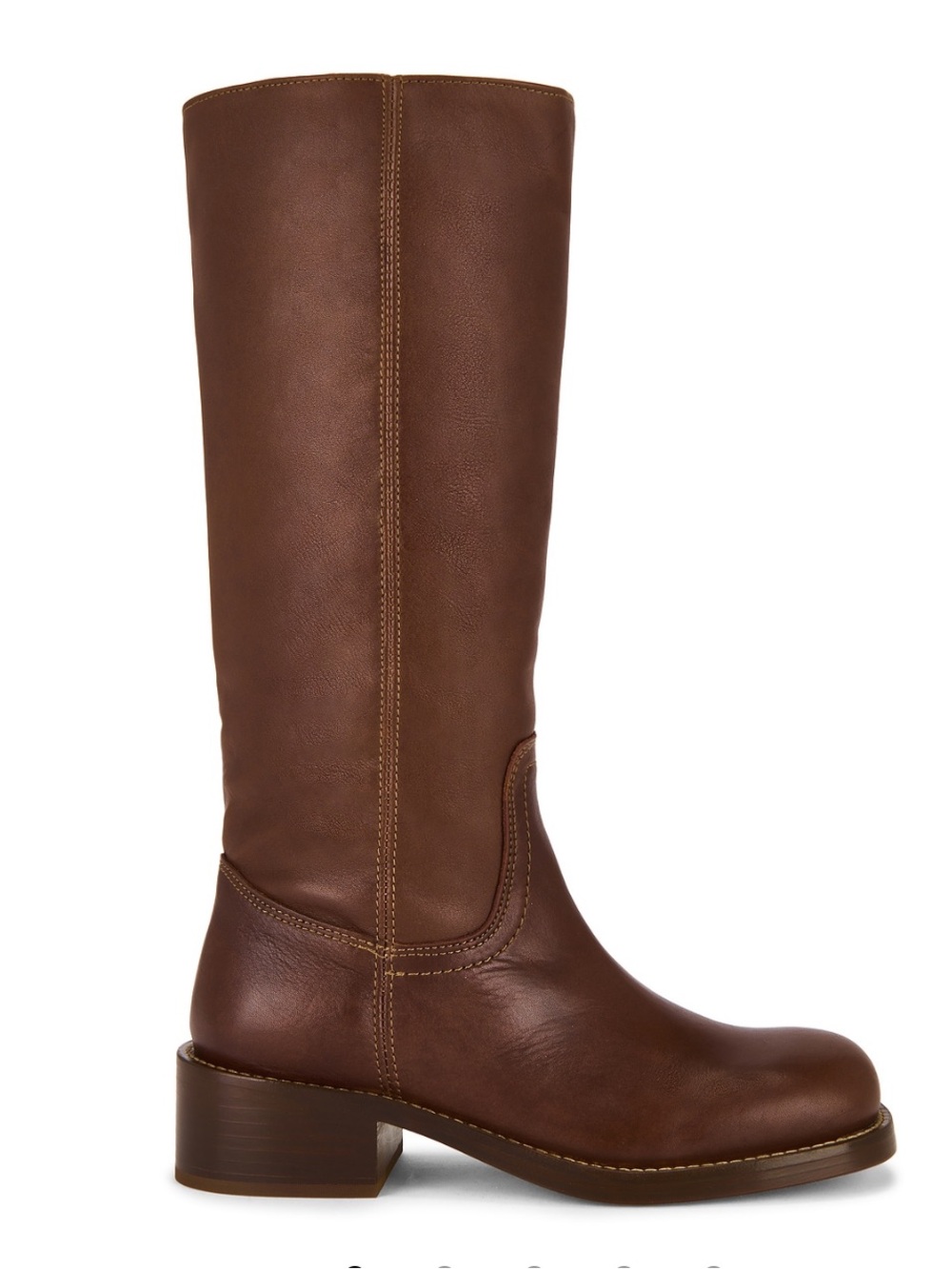 Steve Madden Knee-High Brown Leather Block Heel Boots